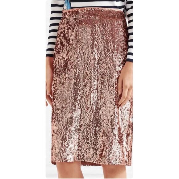 J.CREW Womens Sparkly Sequin Rose Gold Pencil Skirt Plus Size 16 - Picture 2 of 12